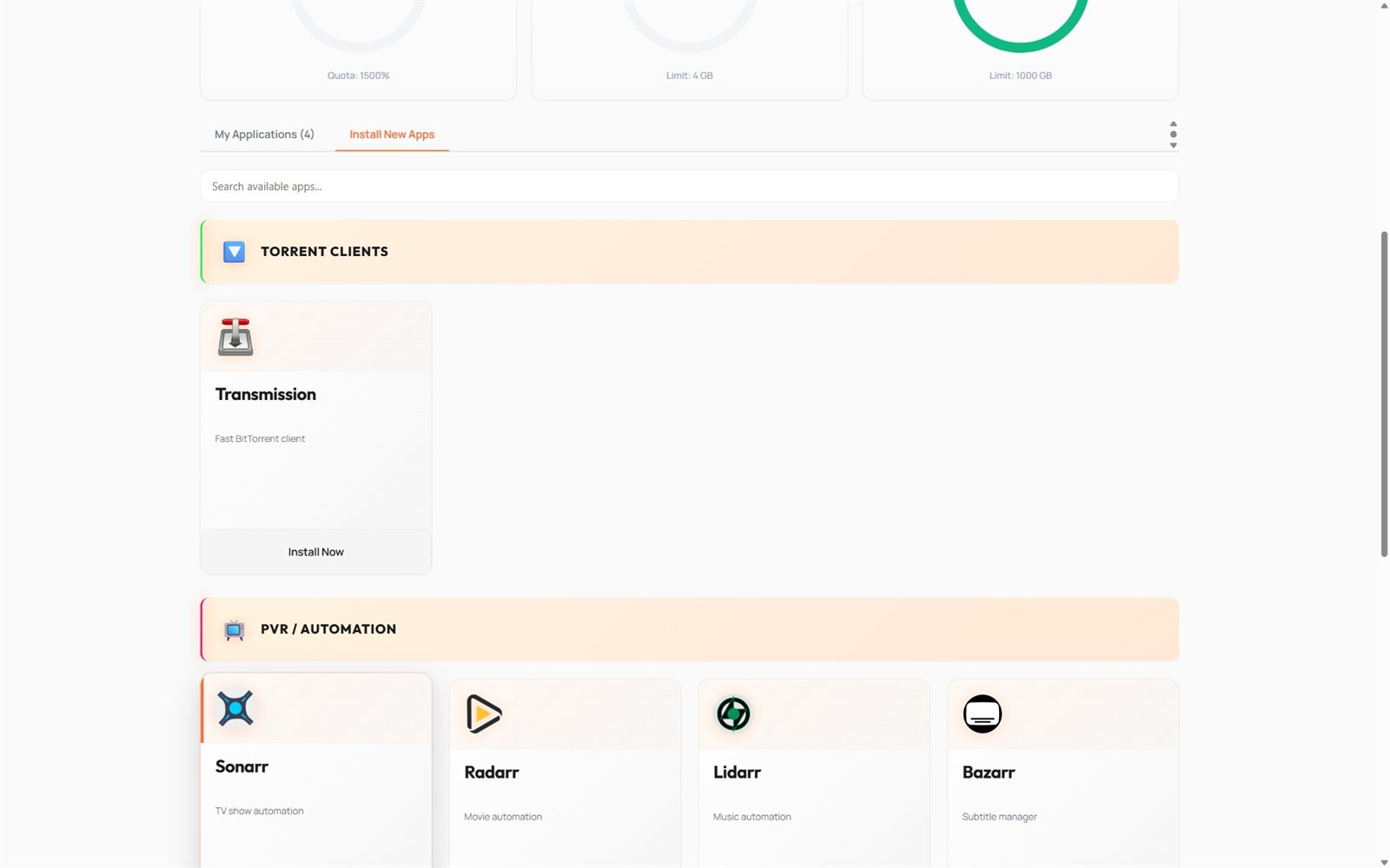 SnT 10Gbps Seedbox 1-click app installer — Sonarr, Radarr, Plex and torrent clients