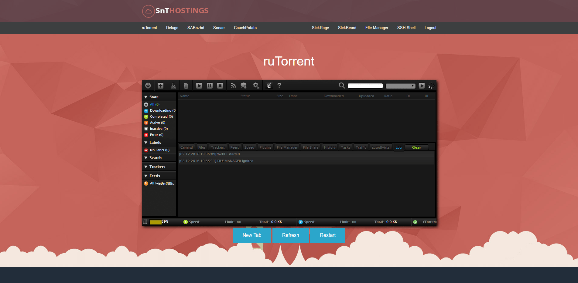 ruTorrent Page for our 100MBPS Seedbox