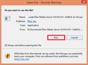 Plex Open File Warning