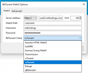 BitTorrent WebUI Options