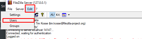 Filezilla User Configuration.